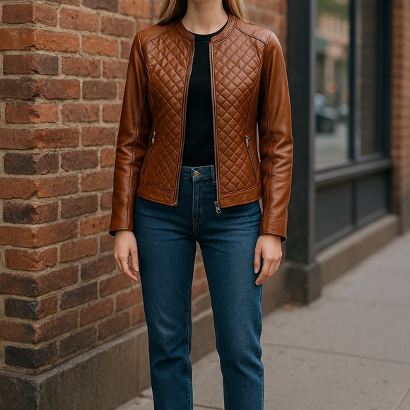 J. McLaughlin Quilted Leather Short Jacket - Picture 2 of 15